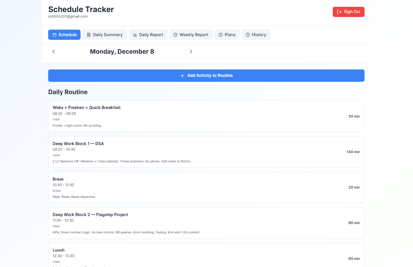Routine Tracker - Schedule Management App